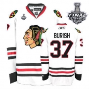 Reebok Chicago Blackhawks 37 Adam Burish Premier White With 2013 Stanley Cup Finals Jersey