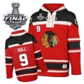 Old Time Hockey Chicago Blackhawks 9 Bobby Hull Red Sawyer Hooded Sweatshirt Premier With 2013 Stanley Cup Finals Jersey