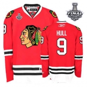 Reebok Chicago Blackhawks 9 Bobby Hull Premier Red Home With 2013 Stanley Cup Finals Jersey
