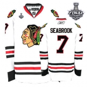 Reebok Chicago Blackhawks 7 Brent Seabrook Premier White With 2013 Stanley Cup Finals Jersey