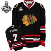 Reebok EDGE Chicago Blackhawks 7 Brent Seabrook Authentic Black With 2013 Stanley Cup Finals Jersey