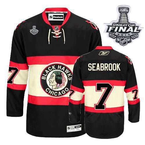 Reebok EDGE Chicago Blackhawks 7 Brent Seabrook Authentic Black New Third With 2013 Stanley Cup Finals Jersey