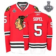 Reebok Chicago Blackhawks 5 Brent Sopel Premier Red Home With 2013 Stanley Cup Finals Jersey