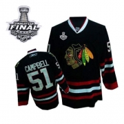 Reebok EDGE Chicago Blackhawks 51 Brian Campbell Authentic Black With 2013 Stanley Cup Finals Jersey