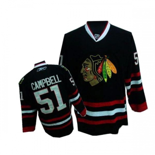 Reebok Chicago Blackhawks 51 Brian Campbell Premier Black Jersey