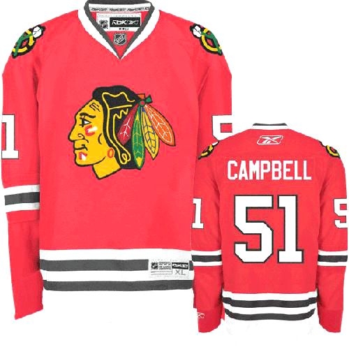 Reebok EDGE Chicago Blackhawks 51 Brian Campbell Authentic Red Home Jersey