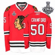 Reebok Chicago Blackhawks 50 Corey Crawford Red Premier With 2013 Stanley Cup Finals Jersey