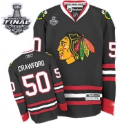 Reebok Chicago Blackhawks 50 Corey Crawford Black Premier With 2013 Stanley Cup Finals Jersey