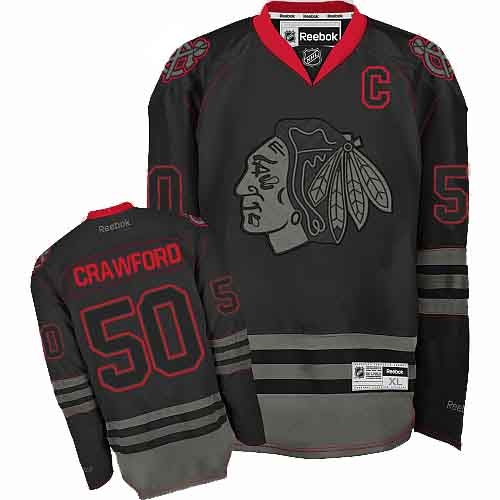 Reebok Chicago Blackhawks 50 Corey Crawford Black Ice Premier Jersey