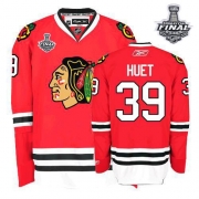 Reebok EDGE Chicago Blackhawks 39 Cristobal Huet Authentic Red Home With 2013 Stanley Cup Finals Jersey