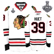 Reebok EDGE Chicago Blackhawks 39 Cristobal Huet Authentic White With 2013 Stanley Cup Finals Jersey