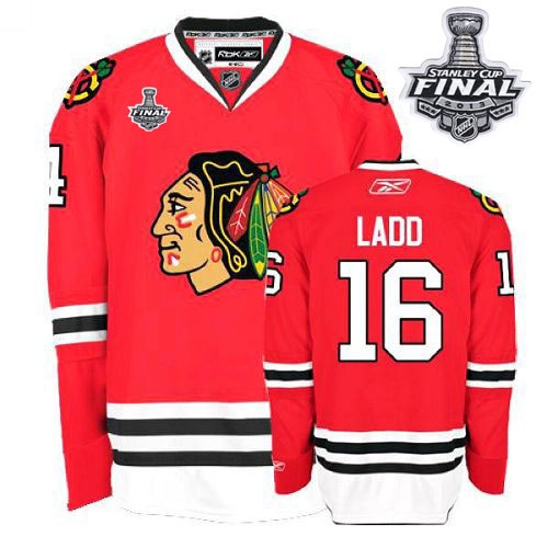 Reebok Chicago Blackhawks 16 Andrew Ladd Premier Red Home With 2013 Stanley Cup Finals Jersey