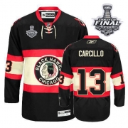 Reebok EDGE Chicago Blackhawks 13 Dan Carcillo Black New Third Authentic With 2013 Stanley Cup Finals Jersey