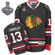Reebok EDGE Chicago Blackhawks 13 Dan Carcillo Black Authentic With 2013 Stanley Cup Finals Jersey