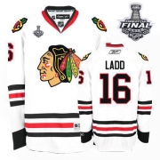 Reebok EDGE Chicago Blackhawks 16 Andrew Ladd Authentic White With 2013 Stanley Cup Finals Jersey