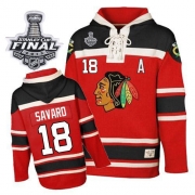 Old Time Hockey Chicago Blackhawks 18 Denis Savard Red Sawyer Hooded Sweatshirt Authentic With 2013 Stanley Cup Finals Jersey