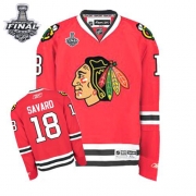 Reebok EDGE Chicago Blackhawks 18 Denis Savard Red Home Authentic With 2013 Stanley Cup Finals Jersey