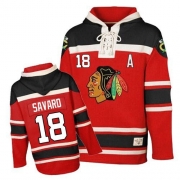 Old Time Hockey Chicago Blackhawks 18 Denis Savard Red Sawyer Hooded Sweatshirt Authentic Jersey