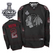 Reebok EDGE Chicago Blackhawks 2 Duncan Keith Black Accelerator Authentic With 2013 Stanley Cup Finals Jersey