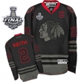 Reebok Chicago Blackhawks 2 Duncan Keith Black Ice Premier With 2013 Stanley Cup Finals Jersey