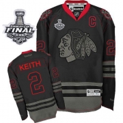 Reebok EDGE Chicago Blackhawks 2 Duncan Keith Black Ice Authentic With 2013 Stanley Cup Finals Jersey