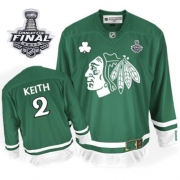 Reebok Chicago Blackhawks 2 Duncan Keith Premier Green St Pattys Day With 2013 Stanley Cup Finals Jersey
