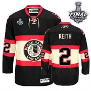 Youth Reebok Chicago Blackhawks 2 Duncan Keith Premier Black New Third With 2013 Stanley Cup Finals Jersey
