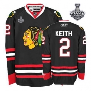 Reebok Chicago Blackhawks 2 Duncan Keith Premier Black With 2013 Stanley Cup Finals Jersey