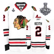 Reebok Chicago Blackhawks 2 Duncan Keith Premier White With 2013 Stanley Cup Finals Jersey