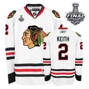 Youth Reebok EDGE Chicago Blackhawks 2 Duncan Keith Authentic White With 2013 Stanley Cup Finals Jersey