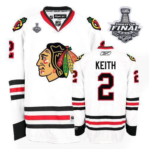 Reebok EDGE Chicago Blackhawks 2 Duncan Keith Authentic White With 2013 Stanley Cup Finals Jersey