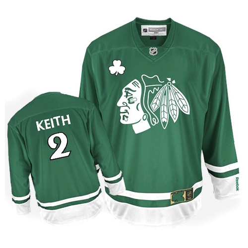 Reebok EDGE Chicago Blackhawks 2 Duncan Keith Authentic Green St Pattys Day Jersey