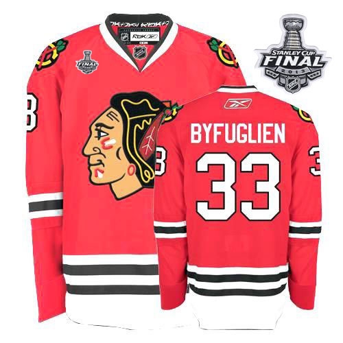 Youth Reebok Chicago Blackhawks 33 Dustin Byfuglien Premier Red Home With 2013 Stanley Cup Finals Jersey
