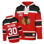 Old Time Hockey Chicago Blackhawks 30 ED Belfour Red Sawyer Hooded Sweatshirt Premier Jersey