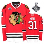 Reebok Chicago Blackhawks 31 Antti Niemi Premier Red Home With 2013 Stanley Cup Finals Jersey