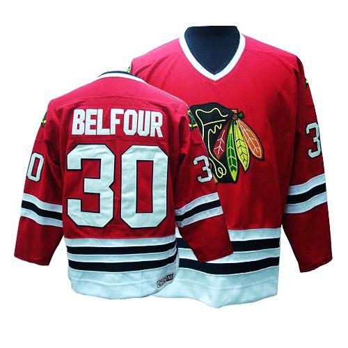 CCM Chicago Blackhawks 30 ED Belfour Authentic Red Throwback Jersey