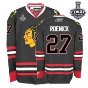 Reebok EDGE Chicago Blackhawks 27 Jeremy Roenick Authentic Black With 2013 Stanley Cup Finals Jersey