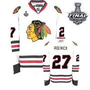 Reebok Chicago Blackhawks 27 Jeremy Roenick Premier White With 2013 Stanley Cup Finals Jersey