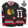 Reebok Chicago Blackhawks 11 John Madden Premier Black With 2013 Stanley Cup Finals Jersey