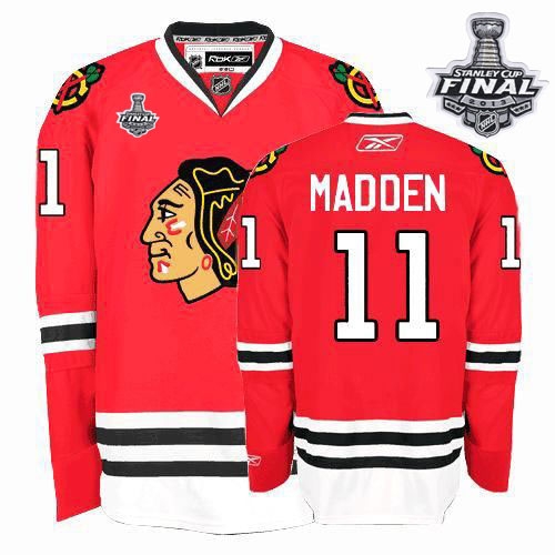 Reebok Chicago Blackhawks 11 John Madden Premier Red Home With 2013 Stanley Cup Finals Jersey