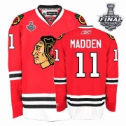 Reebok EDGE Chicago Blackhawks 11 John Madden Authentic Red Home With 2013 Stanley Cup Finals Jersey