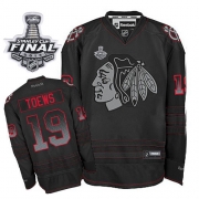 Reebok Chicago Blackhawks 19 Jonathan Toews Black Accelerator Premier With 2013 Stanley Cup Finals Jersey