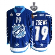Reebok EDGE Chicago Blackhawks 19 Jonathan Toews Authentic Blue With 2013 Stanley Cup Finals Jersey