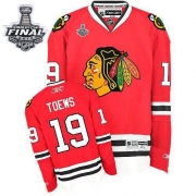 Reebok Chicago Blackhawks 19 Jonathan Toews Premier Red Home With 2013 Stanley Cup Finals Jersey