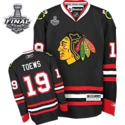 Reebok EDGE Chicago Blackhawks 19 Jonathan Toews Authentic Black With 2013 Stanley Cup Finals Jersey
