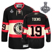 Reebok EDGE Chicago Blackhawks 19 Jonathan Toews Authentic Black New Third With 2013 Stanley Cup Finals Jersey