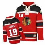Reebok Chicago Blackhawks 19 Jonathan Toews Red Sawyer Hooded Sweatshirt Premier Jersey