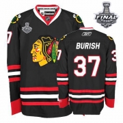 Reebok Chicago Blackhawks 37 Adam Burish Premier Black With 2013 Stanley Cup Finals Jersey