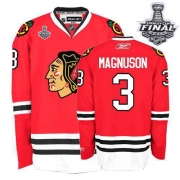 Reebok Chicago Blackhawks 3 Keith Magnuson Premier Red Home With 2013 Stanley Cup Finals Jersey