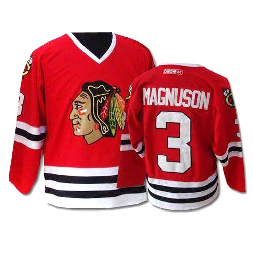 CCM Chicago Blackhawks 3 Keith Magnuson Authentic Red Throwback Jersey